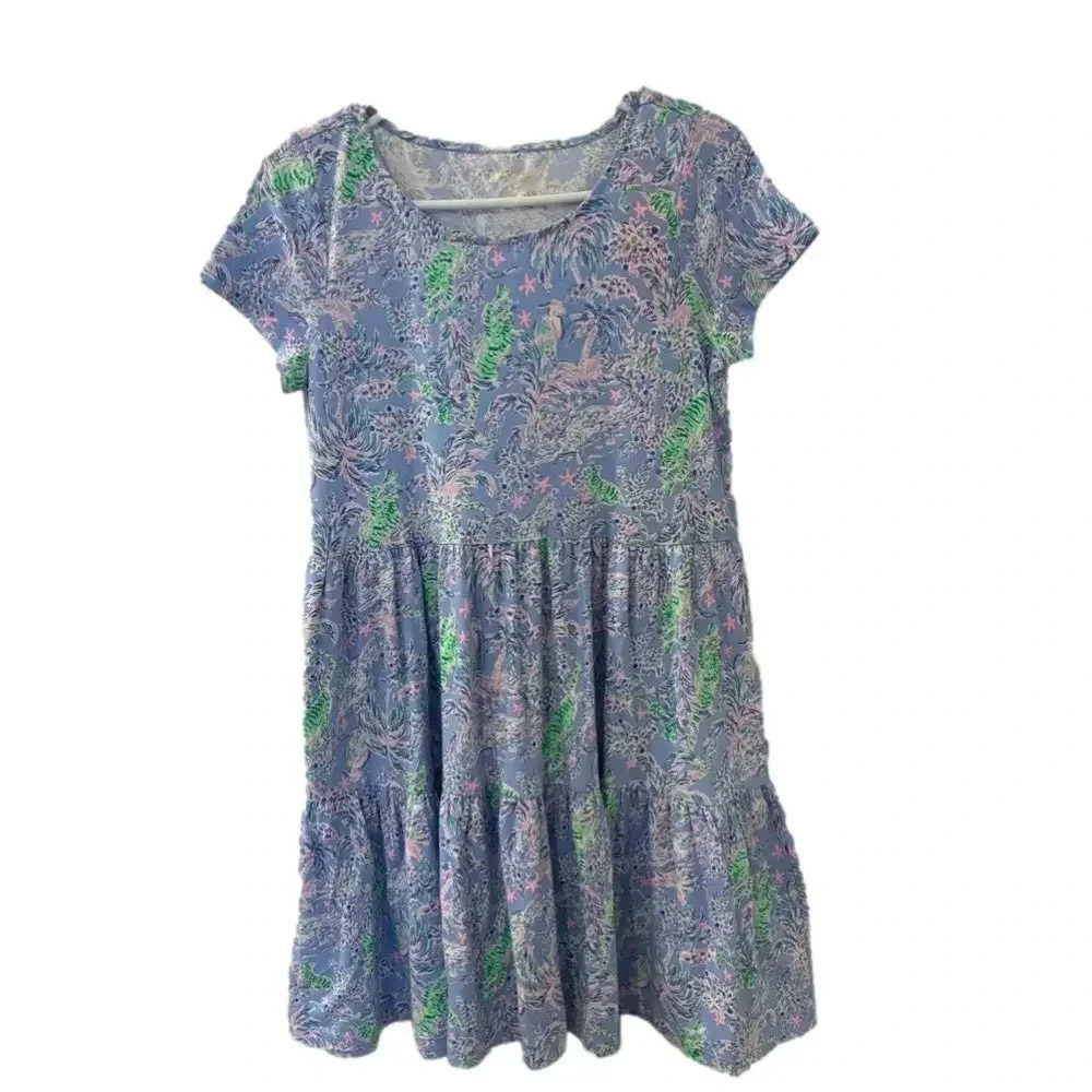 Lilly Pulitzer Geanna Short Sleeve Dress Blue Peri The Turtle Size S NWT